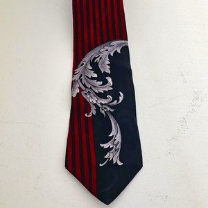 Pierre Cardin Silk 59" Tie Navy / Red/ Silver